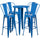 24'' Round Blue Metal Indoor-Outdoor Bar Table Set with 4 Cafe Stools - Flash Furniture