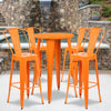 24'' Round Orange Metal Indoor-Outdoor Bar Table Set with 4 Cafe Stools - Flash Furniture