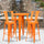 24'' Round Orange Metal Indoor-Outdoor Bar Table Set with 4 Cafe Stools - Flash Furniture