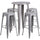 24'' Round Silver Metal Indoor-Outdoor Bar Table Set with 4 Seat Backless Stools - Flash Furniture