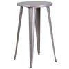 24'' Round Silver Metal Indoor-Outdoor Bar Table Set with 4 Seat Backless Stools - Flash Furniture