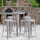 24'' Round Silver Metal Indoor-Outdoor Bar Table Set with 4 Seat Backless Stools - Flash Furniture