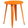 24'' Round Orange Metal Indoor-Outdoor Table Set with 2 Arm Chairs - Flash Furniture