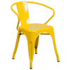 24'' Round Yellow Metal Indoor-Outdoor Table Set with 2 Arm Chairs - Flash Furniture