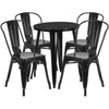 24'' Round Black Metal Indoor-Outdoor Table Set with 4 Cafe Chairs - Flash Furniture