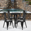 24'' Round Black Metal Indoor-Outdoor Table Set with 4 Cafe Chairs - Flash Furniture