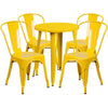 24'' Round Yellow Metal Indoor-Outdoor Table Set with 4 Cafe Chairs - Flash Furniture