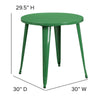 Commercial Grade 30'' Round Green Metal Indoor-Outdoor Table - Flash Furniture