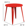 Commercial Grade 30'' Round Red Metal Indoor-Outdoor Table - Flash Furniture