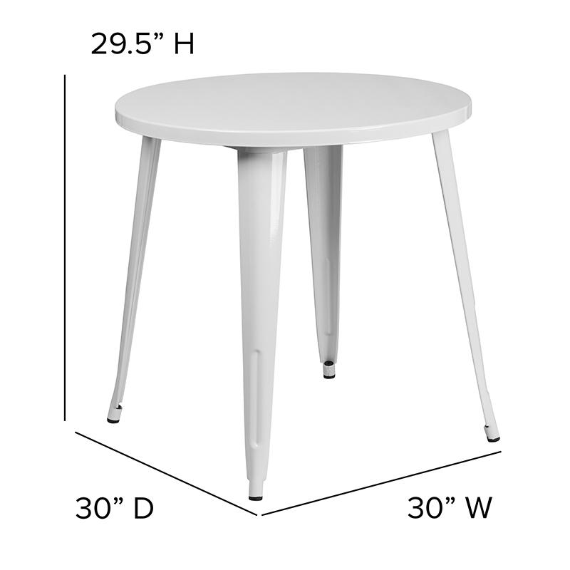 Commercial Grade 30'' Round White Metal Indoor-Outdoor Table - Flash Furniture