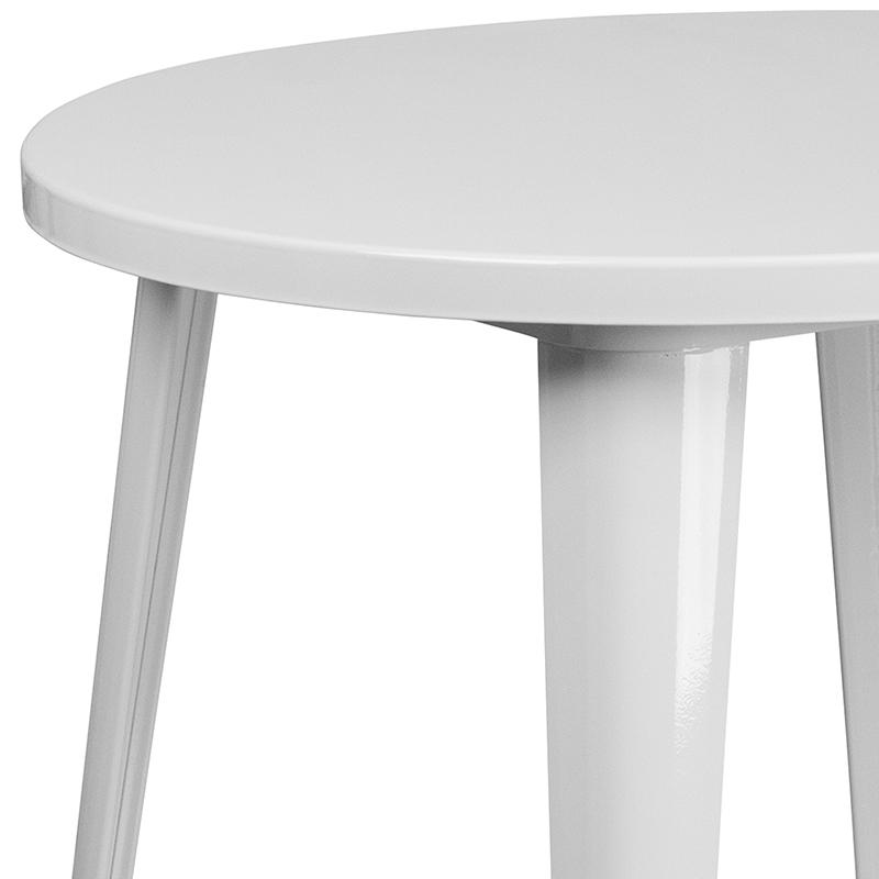 Commercial Grade 30'' Round White Metal Indoor-Outdoor Table - Flash Furniture