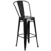 30'' Round Black Metal Indoor-Outdoor Bar Table Set with 2 Cafe Stools - Flash Furniture