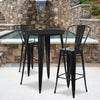 30'' Round Black Metal Indoor-Outdoor Bar Table Set with 2 Cafe Stools - Flash Furniture