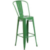 30'' Round Green Metal Indoor-Outdoor Bar Table Set with 2 Cafe Stools - Flash Furniture