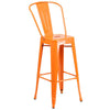 30'' Round Orange Metal Indoor-Outdoor Bar Table Set with 2 Cafe Stools - Flash Furniture