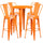 30'' Round Orange Metal Indoor-Outdoor Bar Table Set with 4 Cafe Stools - Flash Furniture