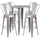 30'' Round Silver Metal Indoor-Outdoor Bar Table Set with 4 Cafe Stools - Flash Furniture