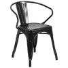 30'' Round Black Metal Indoor-Outdoor Table Set with 2 Arm Chairs - Flash Furniture