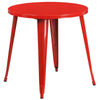 30'' Round Red Metal Indoor-Outdoor Table Set with 2 Cafe Chairs - Flash Furniture