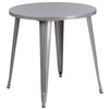 30'' Round Silver Metal Indoor-Outdoor Table Set with 2 Cafe Chairs - Flash Furniture