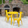 30'' Round Yellow Metal Indoor-Outdoor Table Set with 2 Cafe Chairs - Flash Furniture