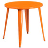 30'' Round Orange Metal Indoor-Outdoor Table Set with 4 Arm Chairs - Flash Furniture