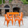 30'' Round Orange Metal Indoor-Outdoor Table Set with 4 Arm Chairs - Flash Furniture