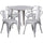 30'' Round Silver Metal Indoor-Outdoor Table Set with 4 Arm Chairs - Flash Furniture