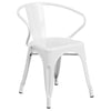 30'' Round White Metal Indoor-Outdoor Table Set with 4 Arm Chairs - Flash Furniture