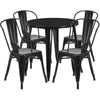 30'' Round Black Metal Indoor-Outdoor Table Set with 4 Cafe Chairs - Flash Furniture