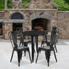 30'' Round Black Metal Indoor-Outdoor Table Set with 4 Cafe Chairs - Flash Furniture