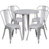 30'' Round Silver Metal Indoor-Outdoor Table Set with 4 Cafe Chairs - Flash Furniture