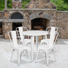 30'' Round White Metal Indoor-Outdoor Table Set with 4 Cafe Chairs - Flash Furniture