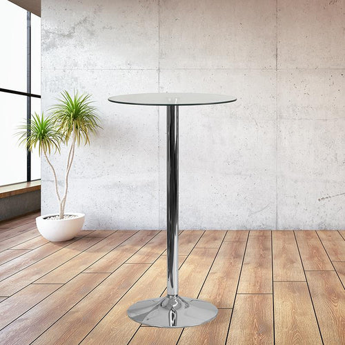 23.5'' Round Glass Table with 35.5''H Chrome Base - Flash Furniture