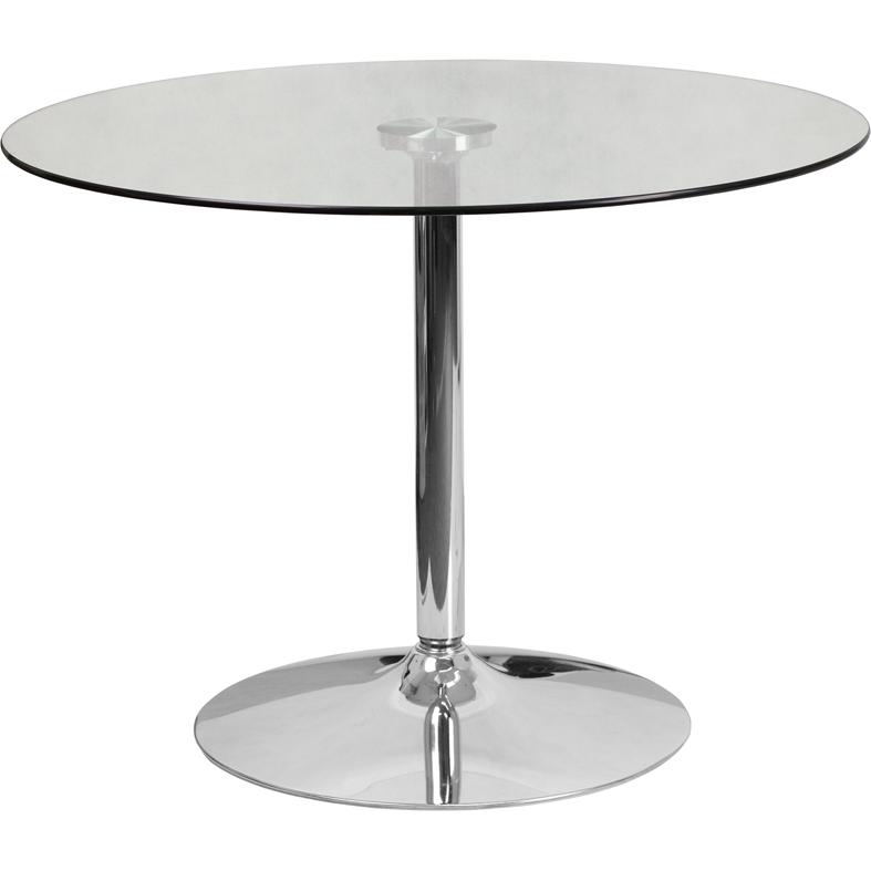 39.25'' Round Glass Table with 29''H Chrome Base - Flash Furniture