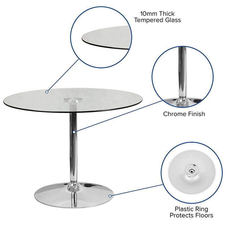 39.25'' Round Glass Table with 29''H Chrome Base - Flash Furniture