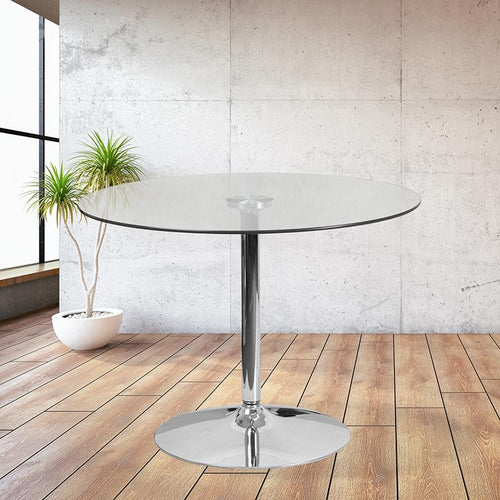 39.25'' Round Glass Table with 29''H Chrome Base - Flash Furniture