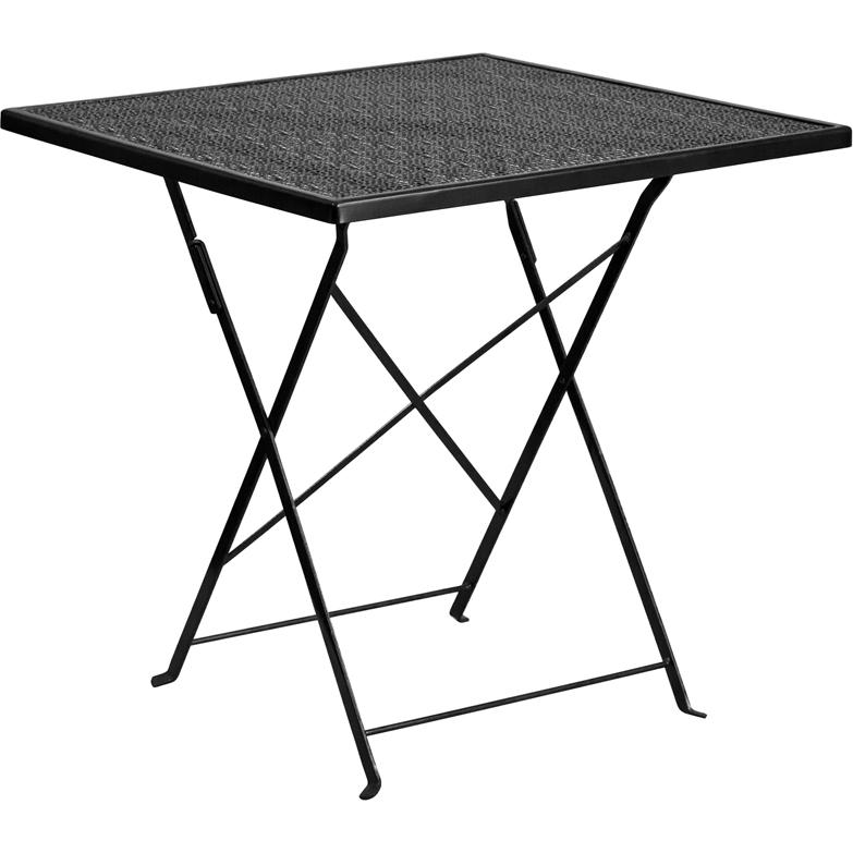 Commercial Grade 28'' Square Black Indoor-Outdoor Steel Folding Patio Table - Flash Furniture