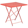 Commercial Grade 28'' Square Coral Indoor-Outdoor Steel Folding Patio Table - Flash Furniture