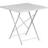 Commercial Grade 28'' Square White Indoor-Outdoor Steel Folding Patio Table - Flash Furniture