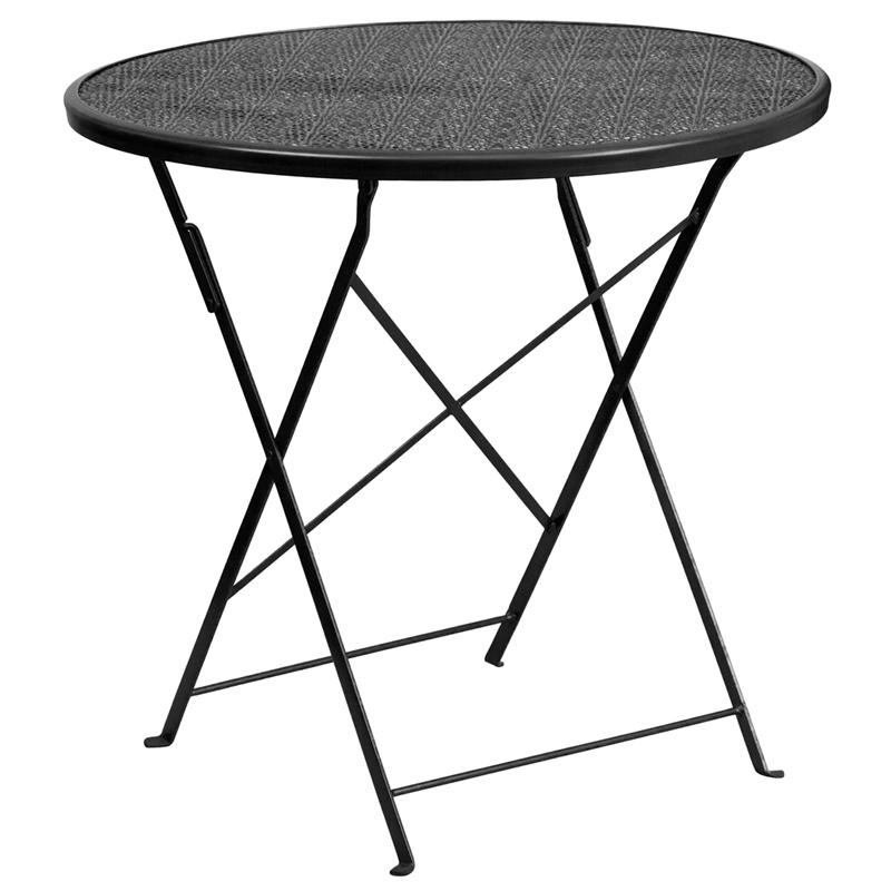 Commercial Grade 30'' Round Black Indoor-Outdoor Steel Folding Patio Table - Flash Furniture