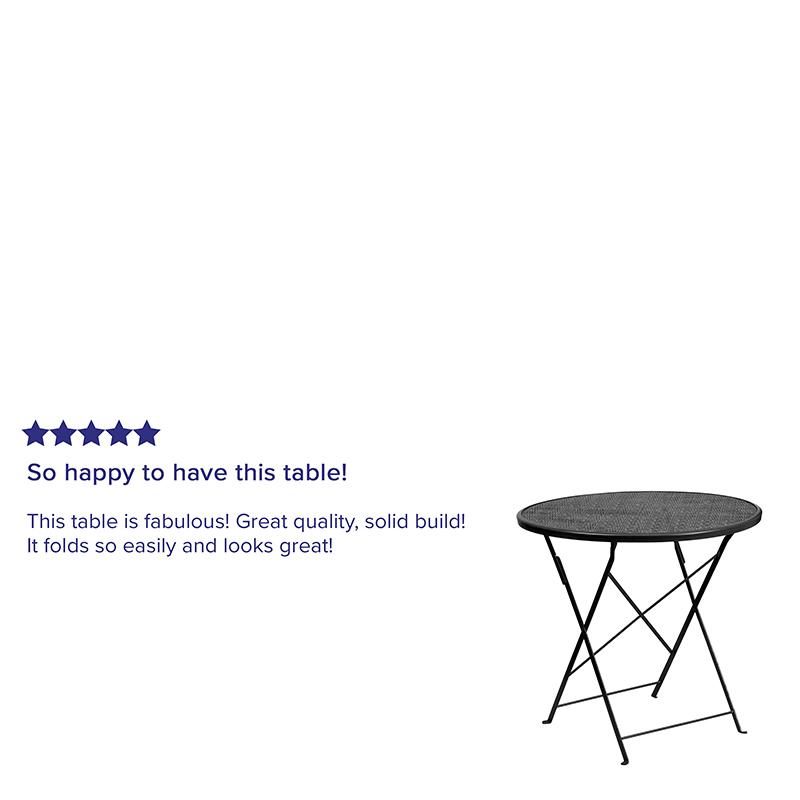 Commercial Grade 30'' Round Black Indoor-Outdoor Steel Folding Patio Table - Flash Furniture