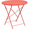 Commercial Grade 30'' Round Coral Indoor-Outdoor Steel Folding Patio Table - Flash Furniture