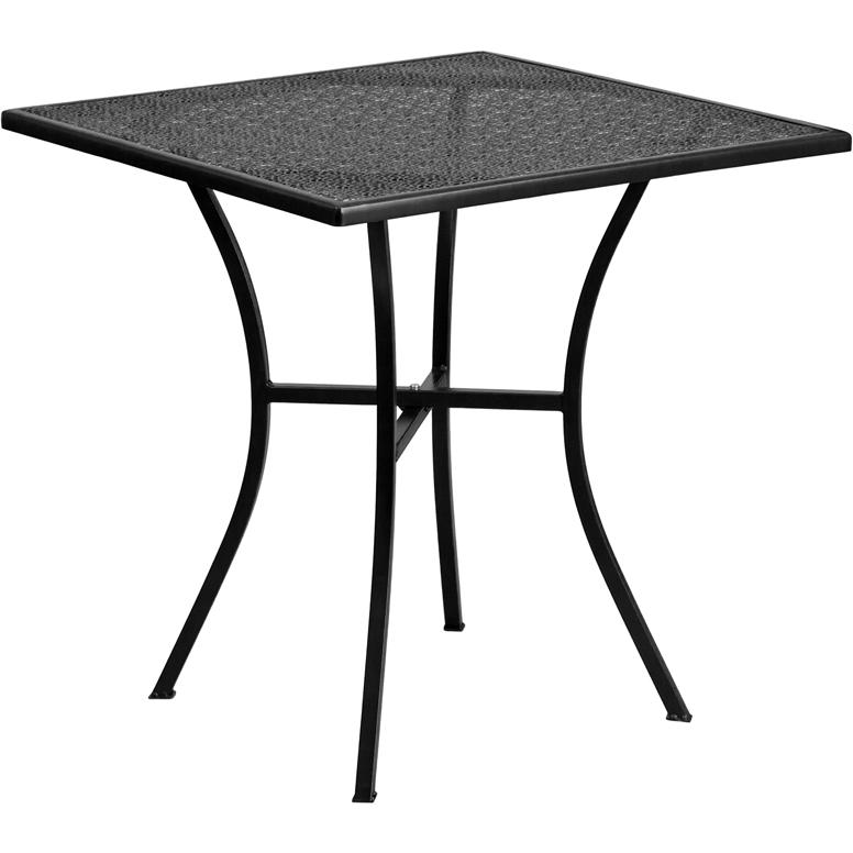 Commercial Grade 28'' Square Black Indoor-Outdoor Steel Patio Table - Flash Furniture