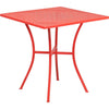 Commercial Grade 28'' Square Coral Indoor-Outdoor Steel Patio Table - Flash Furniture