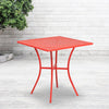 Commercial Grade 28'' Square Coral Indoor-Outdoor Steel Patio Table - Flash Furniture