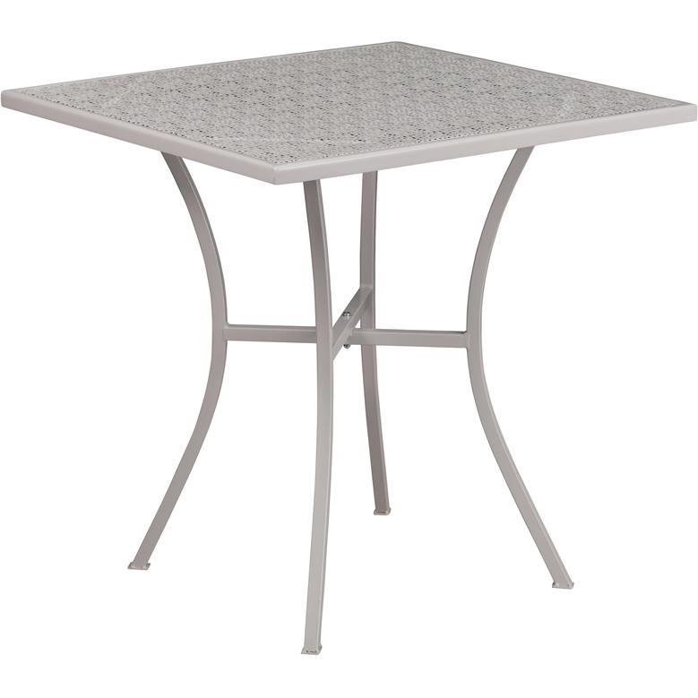 Commercial Grade 28'' Square Light Gray Indoor-Outdoor Steel Patio Table - Flash Furniture