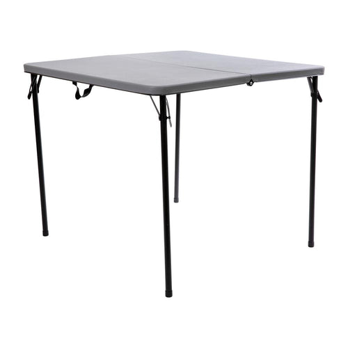 2.83-Foot Square Bi-Fold Gray Plastic Folding Table with Carrying Handle - Flash Furniture