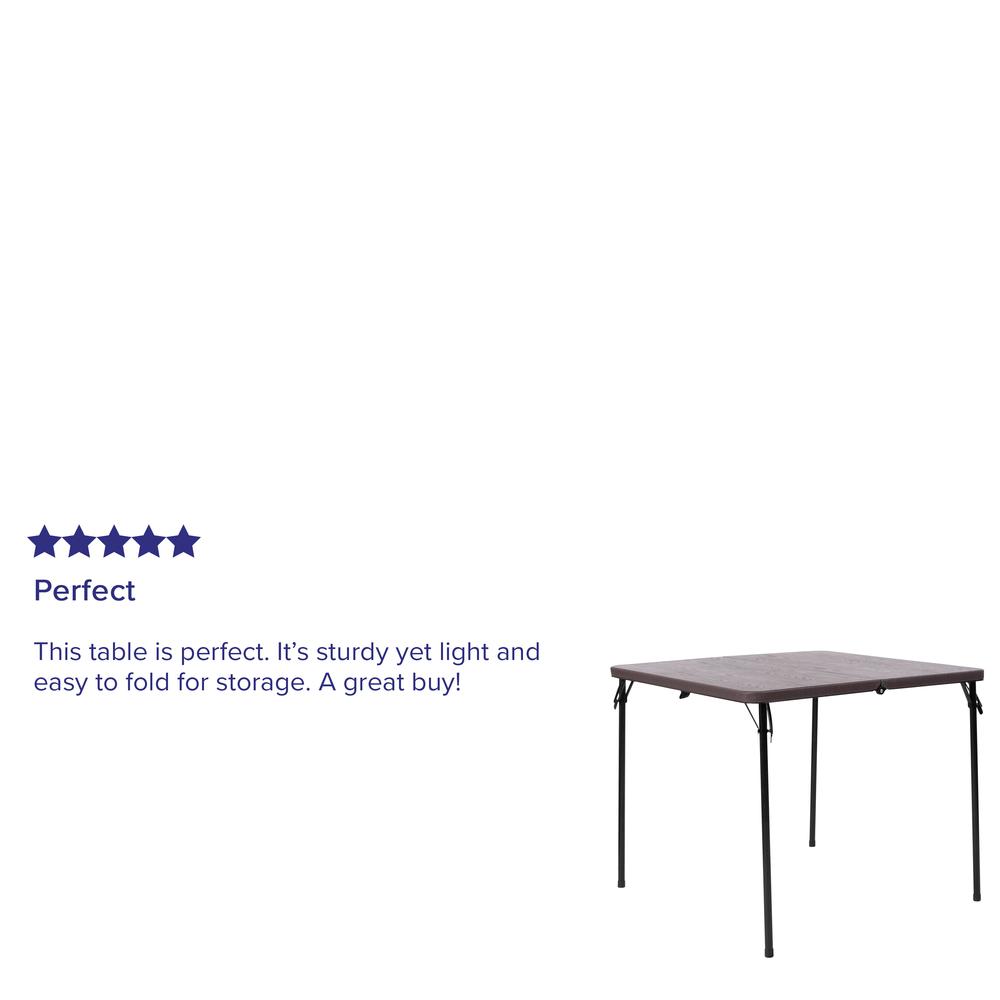 2.83-Foot Square Bi-Fold Gray Plastic Folding Table with Carrying Handle - Flash Furniture