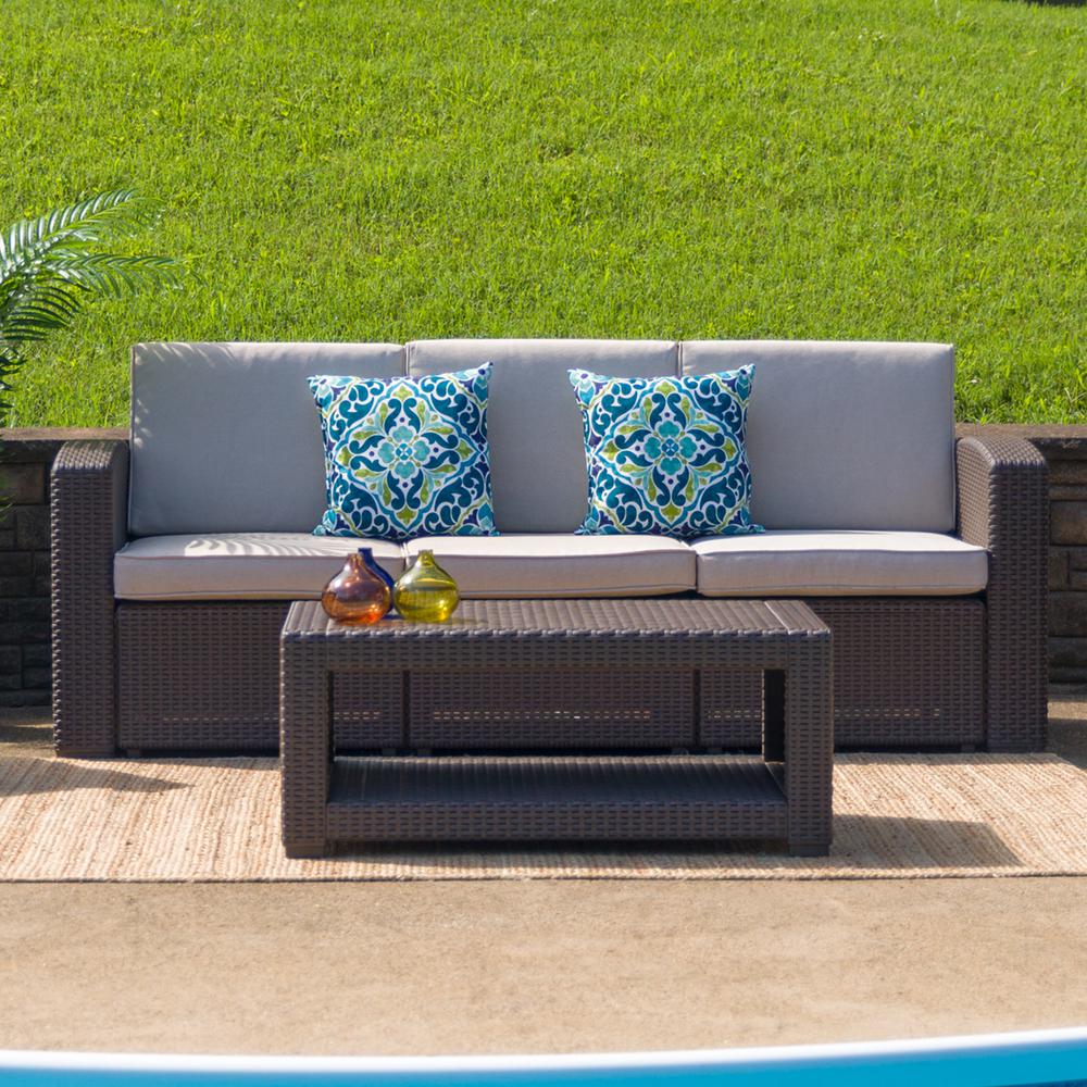 Chocolate Brown Faux Rattan Coffee Table - Flash Furniture